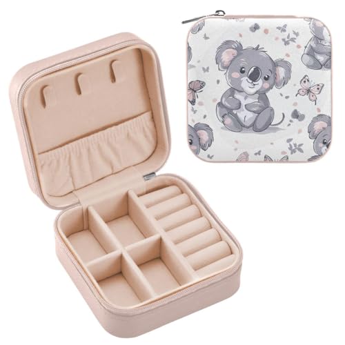 JUMBEAR Reise-Schmuckschatulle für Damen, Reise-Schmuckkästchen, Reise-Schmuckkoffer, kleine Schmuckschatulle für Halskette, Armband, Ohrringe, Koala von JUMBEAR