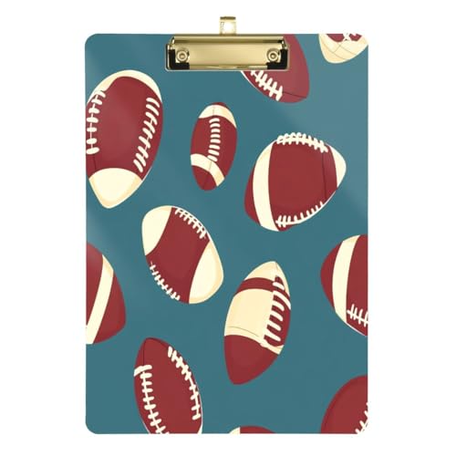 JUMBEAR Retro-Rugby-Klemmbretter, 31,8 x 22,9 cm, A4-Standardbriefgröße, hartes Klemmbrett mit Metallclip, Büro-Klemmbretter für Krankenschwestern, Studenten, Büro von JUMBEAR