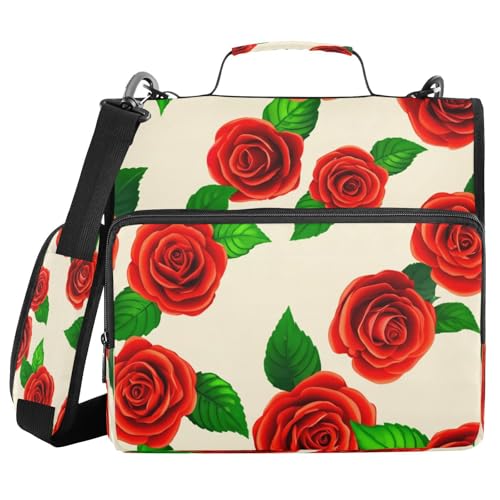 JUMBEAR Schöne Rosen-Ordner mit Reißverschluss, mit Schultergurt, 3,8 cm O-Ringe, Fächermappe, mehrere Taschen, Kapazität 600 Blatt JUMBEAR Schöne Rosen-Ordner mit Reißverschluss, mit Schultergurt, 3,8 cm O-Ringe, Fächermappe, mehrere Taschen, Kapazität 600 Blatt von JUMBEAR