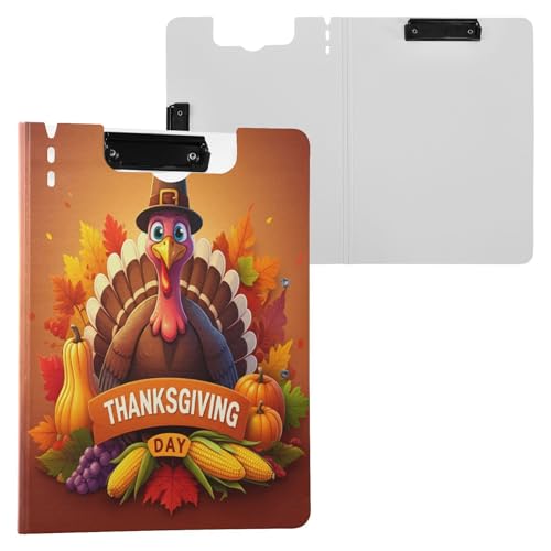 JUMBEAR Thanksgiving-Truthahn-Klemmbrett A4 mit Doppel-Clips, faltbares Klemmbrett mit Abdeckung, leicht, persönlicher Organizer, geeignet für Krankenhaus, Büro, Schule, Geschäft, Klassenzimmer JUMBEAR Thanksgiving-Truthahn-Klemmbrett A4 mit Doppel-Clips, faltbares Klemmbrett mit Abdeckung, leicht, persönlicher Organizer, geeignet für Krankenhaus, Büro, Schule, Geschäft, Klassenzimmer von JUMBEAR
