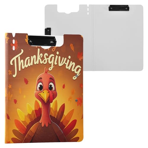 JUMBEAR Thanksgiving-Truthahn-Klemmbrett A4 mit Doppel-Clips, faltbares Klemmbrett mit Abdeckung, leicht, persönlicher Organizer, geeignet für Krankenhaus, Büro, Schule, Geschäft, Klassenzimmer JUMBEAR Thanksgiving-Truthahn-Klemmbrett A4 mit Doppel-Clips, faltbares Klemmbrett mit Abdeckung, leicht, persönlicher Organizer, geeignet für Krankenhaus, Büro, Schule, Geschäft, Klassenzimmer von JUMBEAR
