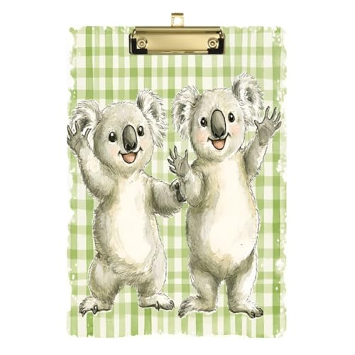 JUMBEAR Zwei Happy Koala-Klemmbretter, 31,8 x 22,9 cm, A4 Standardbriefgröße, hartes Klemmbrett mit Metallclip, Büro-Klemmbretter für Krankenschwestern, Studenten, Büro von JUMBEAR