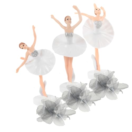 JUMPLAWN 1 Satz 6 Stk Ballettmädchen-ornamente Kuchen Braut- Figur Gothic Dekorationen Stütze Hochzeitstorte Topper Autodekoration Frauen Ballerina-tortenaufsatz Gittergewebe Weiß von JUMPLAWN