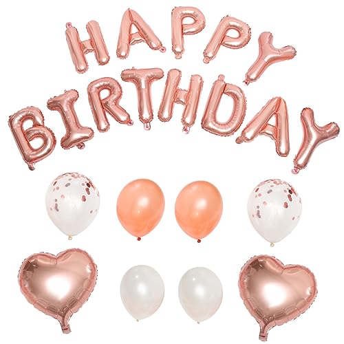 JUMPLAWN 1 Satz Geburtstagsballon-Set Dekorationen Neon luftballons buchstaben ballons luftbalons party sachen Geburtstagsballons für Frauen Geburtstagsdekoration Aluminiumfolie Rose Gold von JUMPLAWN