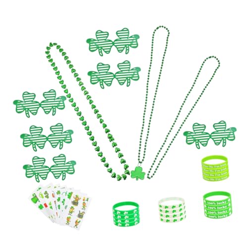 JUMPLAWN 1 Satz Kleebrille Brillen Mit Vierblättrigen Kleeblättern Kleeblatt-brille Party-armband-brille Zubehör Für Partykostüme Bausätze St. Patrick's Day Partybevorzugung Papier Green von JUMPLAWN