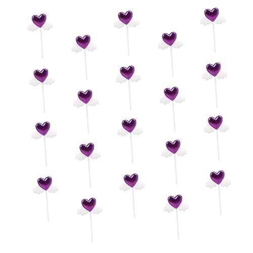 JUMPLAWN 20 Stück Herzflügel Cupcake Picks Flügel Cupcake Topper Kucheneinsätze (zufällige Farbe) von JUMPLAWN