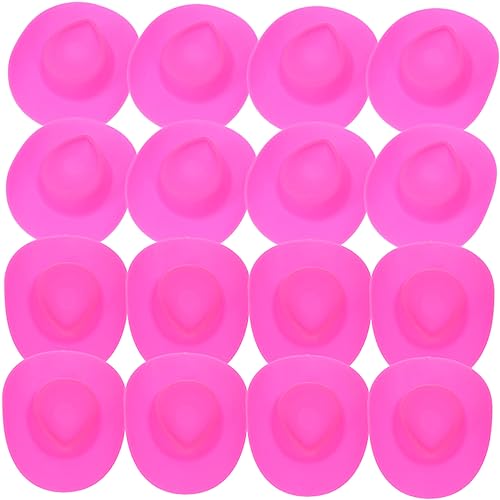 JUMPLAWN 40Pcs Mini-Cowboyhut Kleiner Cowboyhut Sonnenhut mit Gesichtsschutz Cowboyhüte Mini-Zylinder Puppenhüte Toys Mini-Hut kleine Hütchen zum Basteln Plastik Rosa von JUMPLAWN