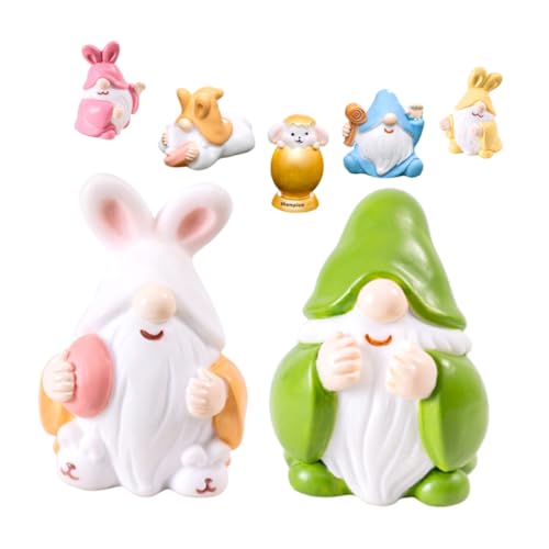 JUMPLAWN 7pcs Osterdekoration Harz Ostern Gnom Ostern Gnom Statue Ostern Gnom Dekoration von JUMPLAWN