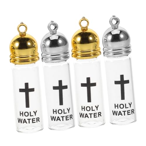 JUMPLAWN Glas Flasche Für Heiliges Wasser Baptismus Und Religiöse Zeremonien Nachfüllbare Kleine Behälter Für Kirchendekoration Mit Silbernen Und Goldenen Akzenten von JUMPLAWN