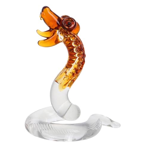 JUMPLAWN Miniatur Glasfigur Königskobra Empfindliche Dekoration Für Zuhause Glaskunst Handgefertigt Snake Statue Für Wohnzimmer von JUMPLAWN