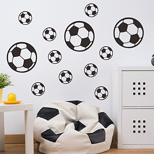 43 Stück Fußball-Aufkleber, Fußball-Wandaufkleber für Jungenzimmer, Vinyl-Fußball-Wandaufkleber für Jungen, Schlafzimmer, Spielzimmer, Wohnzimmer, Fenstertürdekoration von JUMRHFAN