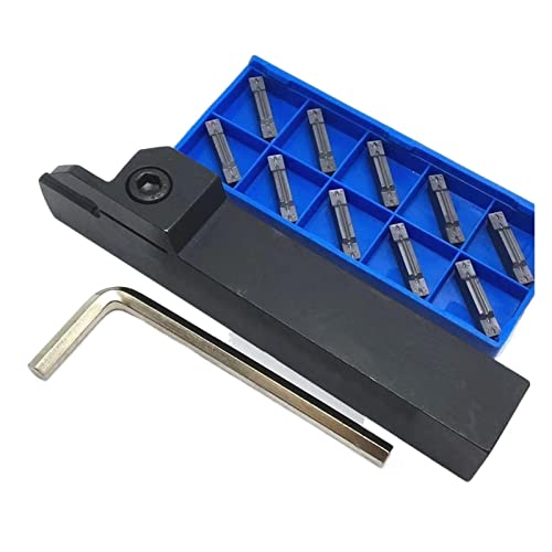 JUN-STORE 1PCS Werkzeughalter + 10 Stück Schlitzeinsatz CNC-Drehmaschine Fräsereinsatz SENMIAO-TH (Winkel: kein Halter, Schaftdurchmesser: MGMN200 G PC9030) von JUN-STORE