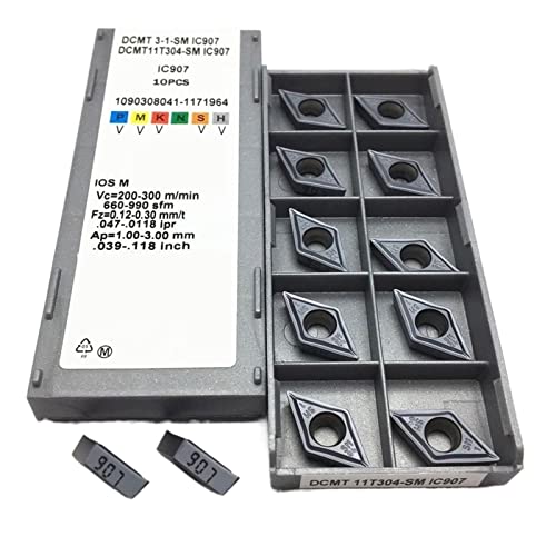 JUN-STORE Drehwerkzeug Metall Drehwerkzeug Hartmetalleinsatz CNC Fräsmaschine SENMIAO-TH (Winkel: DCMT11T308 SM IC908, Einlegerbreite (mm) : 50 Stück (5 Boxen)) von JUN-STORE