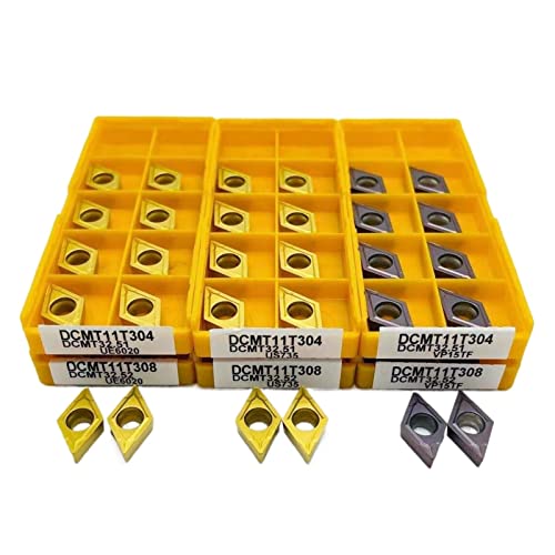 JUN-STORE Hartmetall-Drehwerkzeug, CNC-Werkzeug, SENMIAO-TH Stahlteile (Winkel: DCMT070204 UE6020, Schaftdurchmesser: 10 Stück (1 Box)) von JUN-STORE