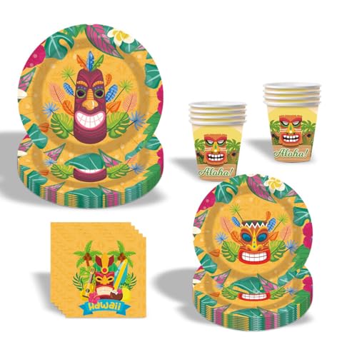 Deko Hawaii Party Set,Tropische Palme Blatt Partygeschirr Set,Hawaii Tropische Dekorationen, für Kindergeburtstag Geburtstagsdeko 10 Gäste Deko Hawaii Party Set,Tropische Palme Blatt Partygeschirr Set,Hawaii Tropische Dekorationen, für Kindergeburtstag Geburtstagsdeko 10 Gäste von JUNBAOYYDS