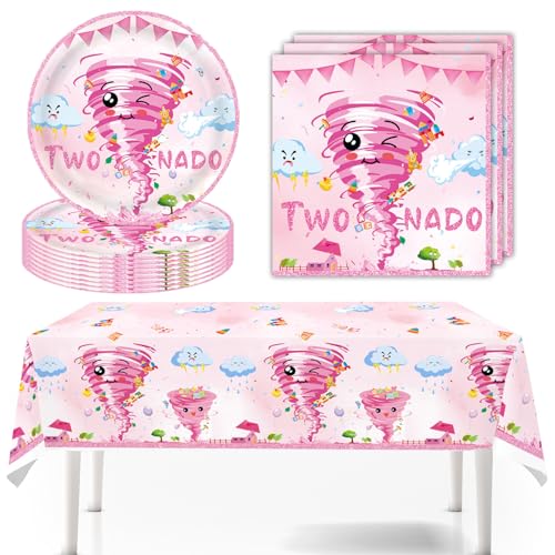 Tornado Partygeschirr Set, Two Nado Geburtstag Deko Set, Geburtstag Deko Set, Partydekoration Geschirr Party Supplies Set von JUNBAOYYDS