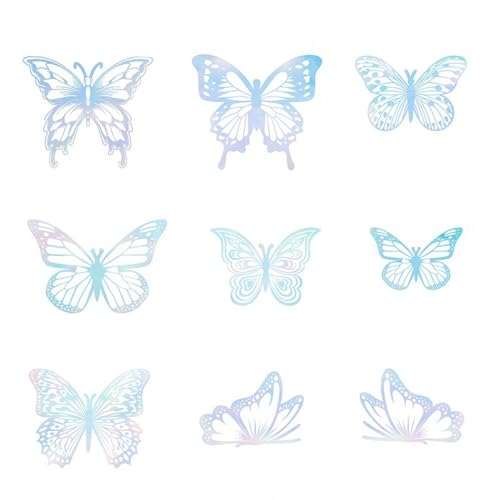 27 Stück Schmetterlings-Kuchendekorationen, 3D-Laser-Schmetterlings-Kuchenaufsätze, Schmetterlings-Cupcake-Aufsätze zum Geburtstag, Geburtstag von JUNCHUANG