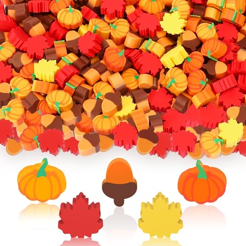 JUNEBRUSHS Radiergummi Herbst, 150 Stück Süße Thanksgiving Radiergummi Kinder Radiergummis Großpackung mit Ahornblatt-Radiergummis Neuartige Schreibwaren für Schüler Preise Geschenke Partygeschenke von JUNEBRUSHS