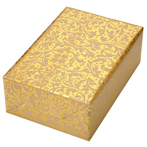 Geschenkpapier 3 Rollen, Motiv Brokat gold ornamentales Geschenkpapier in crème, auf Perlglanz veredeltem Fond. Für Hochzeiten, Geburtstage, Valentinstag. Edel und hochwertig. von JUNG SCHÖNER VERPACKEN