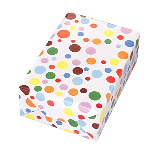 JUNG SCHÖNER VERPACKEN Geschenkpapier Kinder Geburtstag, 1 Rolle 50 cm x 50 m, 80 g/qm, bunte Punkte auf reißfestem Papier, Kindergeschenkpapier. Kindergeburtstag. von JUNG SCHÖNER VERPACKEN