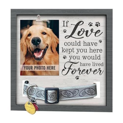 JUNNASALIKER Haustier Gedenk Bilderrahmen Holz Fotorahmen Geschenk Für Den Verlust Von Hunden Und Katzen Beileidsgeschenk Hundehalsband Souvenir Fotoschild von JUNNASALIKER