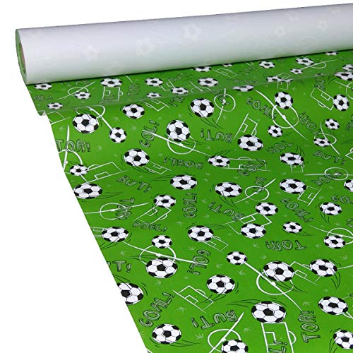 JUNOPAX Papiertischdecke 50m x 0,75m Fußball, nass- und wischfest von JUNOPAX