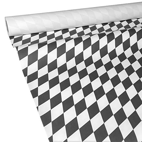 JUNOPAX 50m x 1,00m Papiertischdecke Raute schwarz-weiß von JUNOPAX