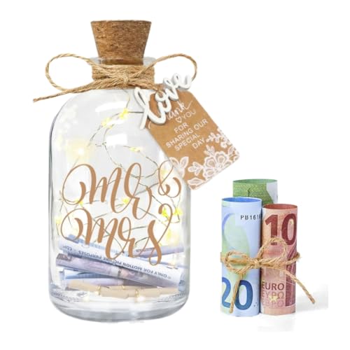 Hochzeitsgeschenke für Brautpaar LED Flaschenlicht Hochzeit Hochzeitsgeschenke Geld Leuchtflasche Geldgeschenke Hochzeit Hochzeitsgeschenk Personalisiert für Brautpaar und Frisch Verliebte(Mr. & Mrs.) von JUSJOYFE