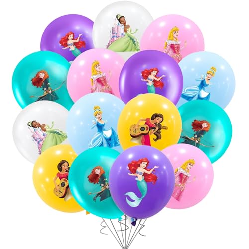 24-teiliges Prinzessinnen-Ballon-Set, Prinzessinnen-Geburtstagsparty-Dekorationen, Prinzessinnen-Partyzubehör für Kinder, Babyparty, Geburtstagsparty, 30,5 cm, Latex-Prinzessinnen-Party-Ballons, von JUUFLA