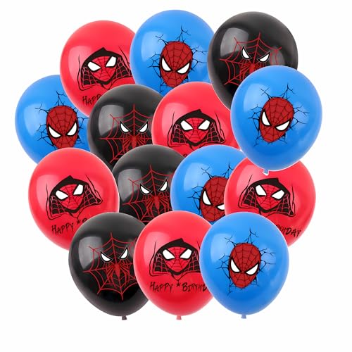 24-teiliges Spinnen-Ballon-Set, 30,5 cm, Latex-Luftballons, rot, blau, schwarz, Geburtstagsparty-Dekorationen, Spinnen-Partyzubehör für Kinder, Jungen, Geburtstagsparty, Cartoon-Party-Ballons, von JUUFLA