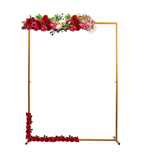 Golden Metall BogengestellHochzeit Bogen Stand mit Basen, Quadrat Garten Hochzeitsbogen Blumenbogen Abnehmbares für Hochzeiten, Geburtstagsfeiern, Jubiläen Abschlussfeiern, 2M*1.5M von JUUTALK