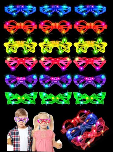 JUXINE 13 Stück LED Brillen für Party,LED Brille,Leuchtende Partybrille,Neon Party Brille für Halloween Karneval Weihnachten Geburtstag Fasching Festivalbrille für Kinder Erwachsene（Style II） von JUXINE