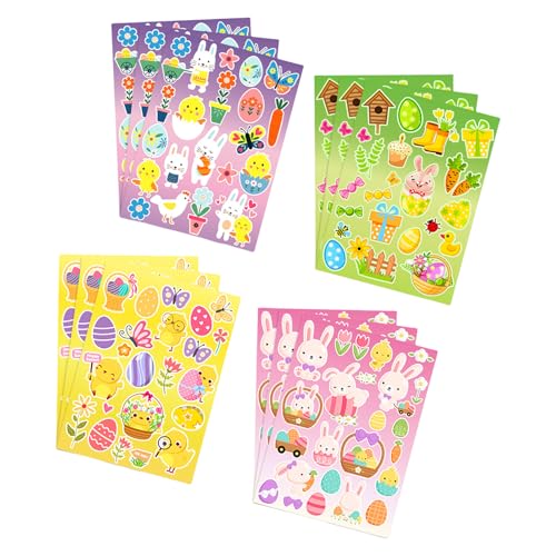 JUYAXIN 96/144 Counts Cartoon Hasen Eier Aufkleber Dekorative Aufkleber Verpackungsetikett für Scrapbooking Journal Planer Verpackung von JUYAXIN