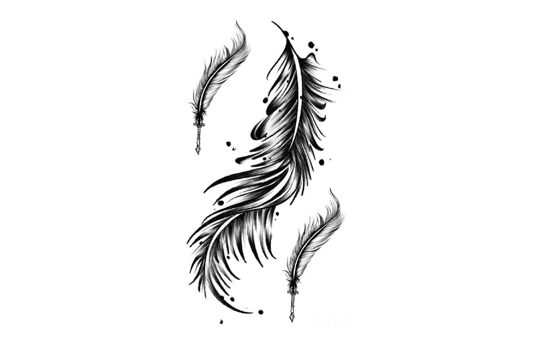 Feder Temporäre Tattoo, Tattoo| Schwarze Federn Tattoos | Festival Tattoo Sommer Tattoo-Design, Tattoo-Ideen, Tattoo-Blitz von JUZIgift