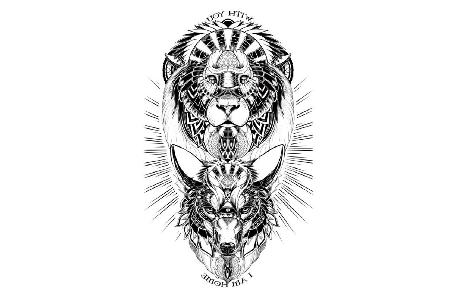 Löwe Temporäres Tattoo, Wolf Tier Festival Tattoo | Sommer Tattoo-Design, Tattoo-Ideen, Tattoo-Blitz von JUZIgift