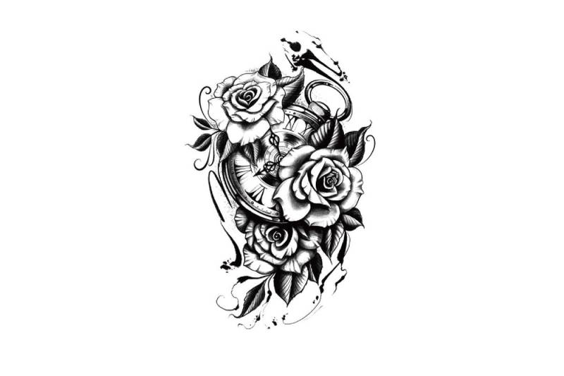 Temporäres Tattoo, Boho Blumen Floral Festival Kleines Mädchen Zeit Blumentattoo, Uhr Tattoo von JUZIgift