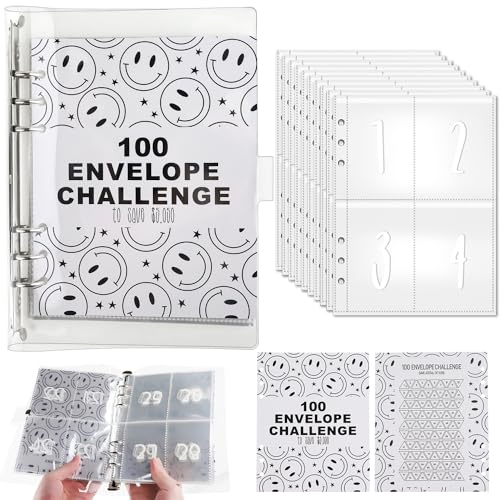 JVBAJV 100 Envelope Challenge Binder,Ringbuch A5,100 Envelope Saving Challenge Deutsch,Lustiger Budgetordner,Money Saving Challenge Binder Für Budget Binder von JVBAJV