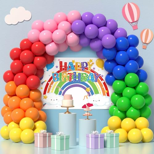 JVBAJV 175 Stück Geburstag Luftballons Regenbogen Set 5 10 12 18 Zoll Luftballon Girlande Bunt,Buntes Ballon Bogen Girlanden Set für Karneval Kinder Geburtstag Sommer Hawaii Strand Party Dekoration von JVBAJV