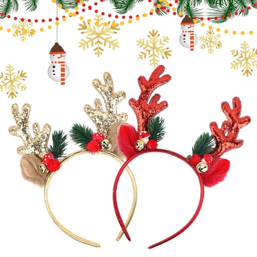 JVBAJV 2 Stück Christmas Headbands,Rentier Weihnachten Haarreif,Weihnachten Rentier Kostüm Stirnbänder,Neuheit Xmas Weihnachtsfeier Kopfschmuck Set für Erwachsene und Kinder von JVBAJV