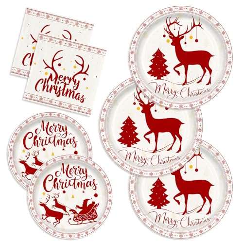 150pcs Merry Christmas Pappteller Servietten Weihnachten Rentier Party Supplies Xmas Thema Geschirr Set Einwegbecher Weihnachten Reinde Geburtstag Party Supplies Serve 50 Gäste von JVORFDG