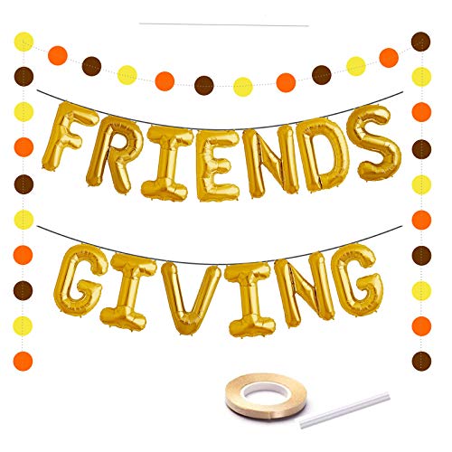 Friendsgiving Dekoration Goldfolie Buchstabe 40,6 cm hoch Ballons Banner Thanksgiving Friends Party Hintergrund von JW Passion