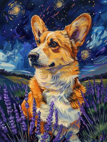 JWPSHIJIE Diamond Painting Erwachsene, Hund zwischen Blumen 5D Diamant Painting Bilder DIY Arts Craft Diamant Painting Kits als Home Wand Dekor 40 * 50cm von JWPSHIJIE