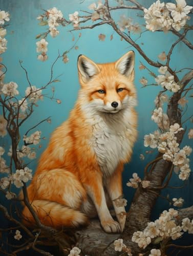 JWPSHIJIE Kreuzstich Set Vorgedruckt Erwachsene, Fuchs auf Ast,F,50 * 70cm Vorgedruckt Kreuzstich Stickpackungen Stickpackung Stickset Sticken Set Cross Stitch Kit von JWPSHIJIE