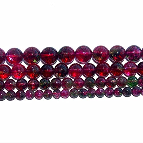 Kristalle Wunderschöne 4 6 8 10 mm Naturstein-Kristallachate, Türkis-Runde Perlen zur Schmuckherstellung, DIY-Halsketten, Armbänder, Ohrringe (Farbe: Roter Kristall, Größe: 8 mm, 45 Perlen) von JWQPAD