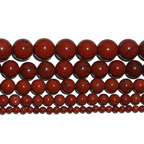 Kristalle Wunderschöne 4 6 8 10 mm Naturstein-Kristallachate, Türkis-Runde Perlen zur Schmuckherstellung, DIY-Halsketten, Armbänder, Ohrringe (Farbe: Roter Stein, Größe: 10 mm, 35 Perlen) von JWQPAD
