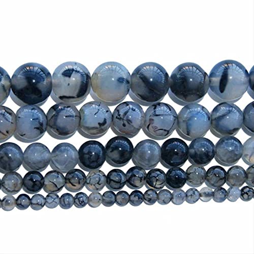Kristalle Wunderschöne runde Perlen aus Naturstein, Kristallachat, Türkis, 4, 6, 8 und 10 mm zur Schmuckherstellung, DIY-Halsketten, Armbänder, Ohrringe (Farbe: Drachenachat, Größe: 8 mm, 45 Perlen von JWQPAD
