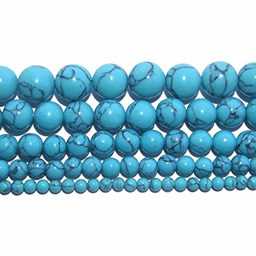 Kristalle Wunderschöne runde Perlen aus Naturstein, Kristallachat, Türkis, 4, 6, 8 und 10 mm zur Schmuckherstellung, DIY-Halsketten, Armbänder, Ohrringe (Farbe: Seeblau-Türkis, Größe: 6 mm, 60 Perl von JWQPAD
