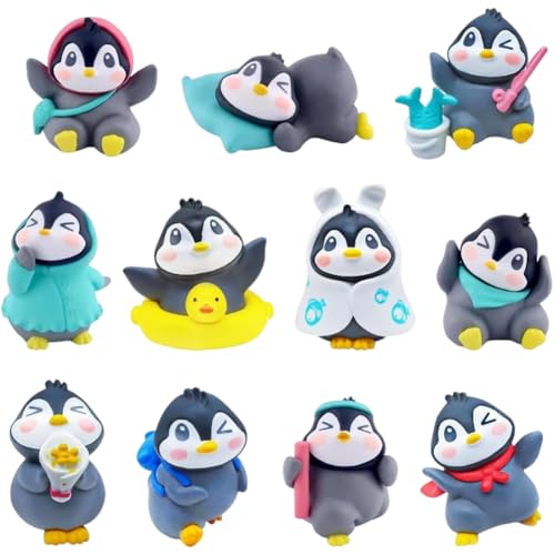 12 Stück Pinguin Figuren,Pinguin Figuren Set,Mini Pinguin Cake Topper, Sammelbarepinguin Anime Figuren,Cute Pinguin Cake Topper,Collectible Gifts für Kids Fans Aldults Birthday von JXADVOK