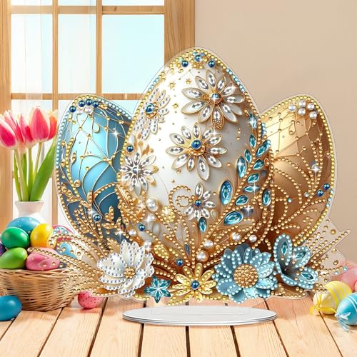 JXAXD Diamond Painting Ostern Osterei, DIY Diamant Painting Osterhase, 5D Diamant Painting Fensterbilder, Fensterbilder Ornamente Diamant Malerei, für Fenster Wand und Eingang Decor, A von JXAXD