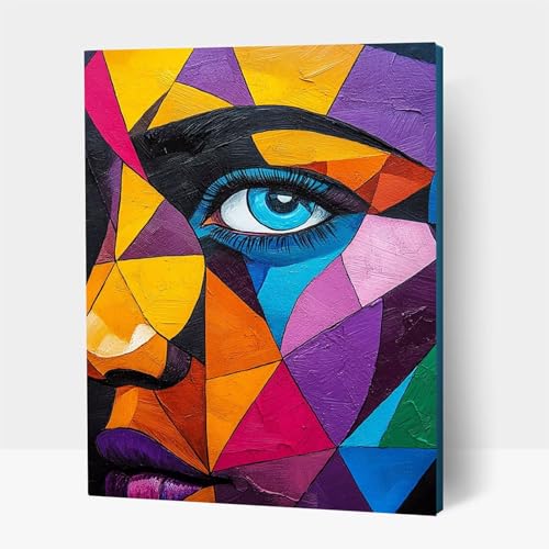 5D Diamond Painting Erwachsene, Diamant Malen Nach Zahlen Abstrakt mit Diamond Painting Zubehör Set Gesicht, Vollbohrer leinwand Malen, Diamant Cross Stitch Bastelset Erwachsene 40x55 cm JXL1-1314 von JXLEULIN